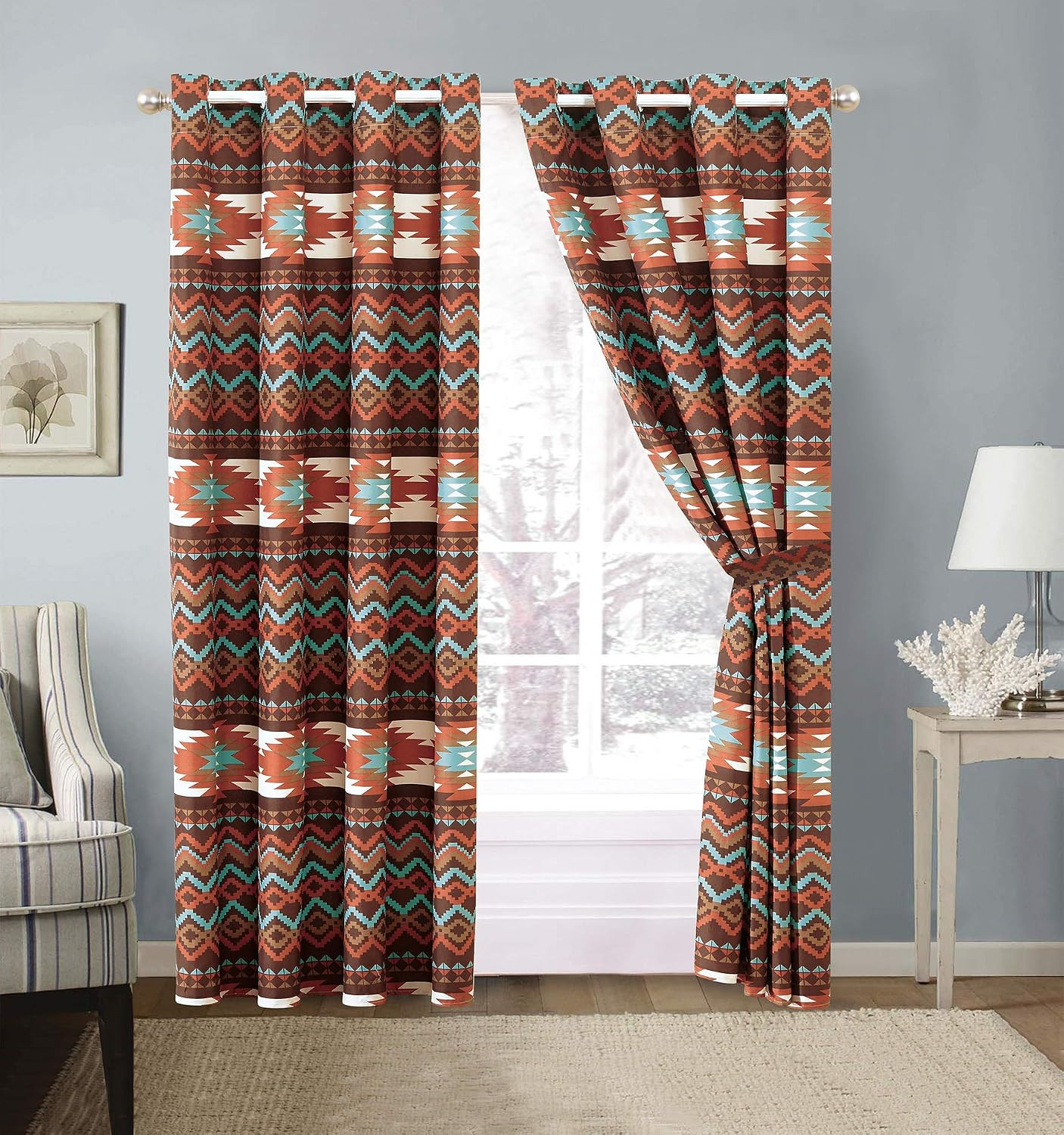 Utah Rustic Western Southwest Native American Grommet Window Curtains Treatment