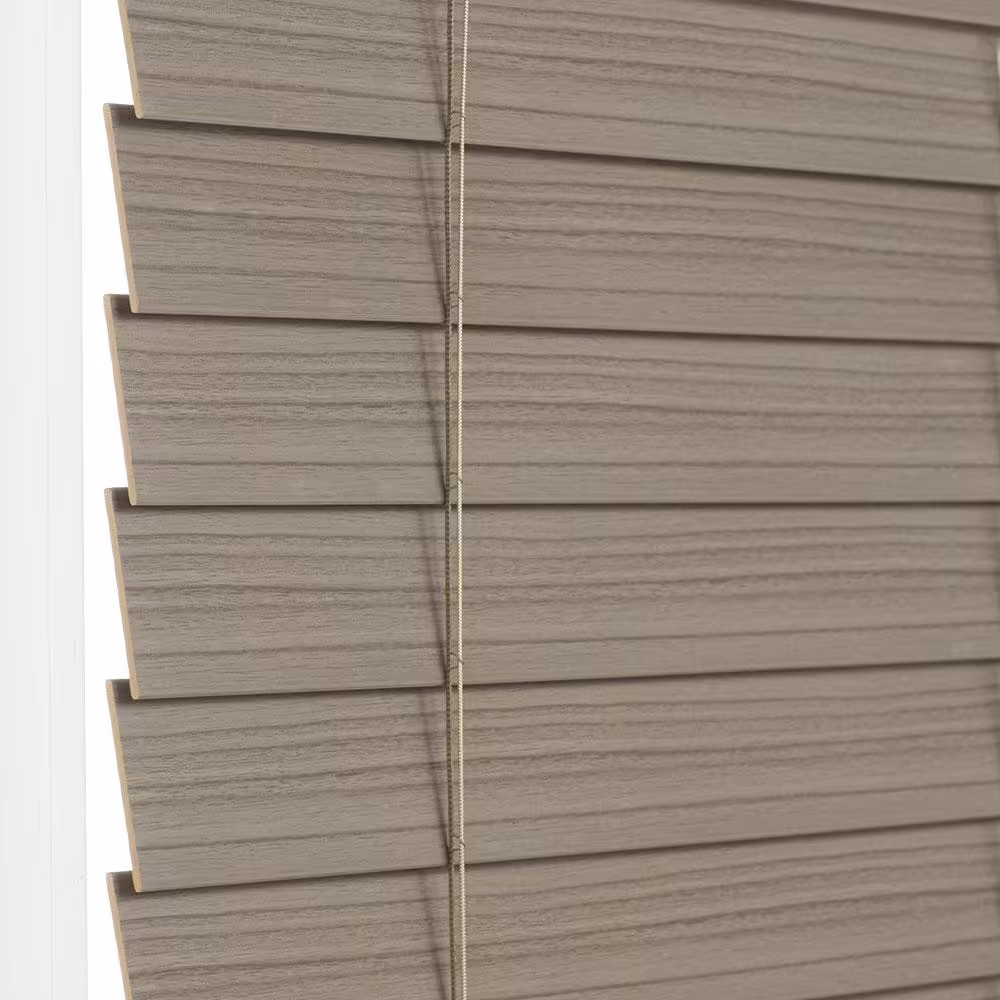 HOME DECORATORS Driftwood Gray Cordless Faux Wood blinds 2.5 Slats 33 W x 64 L