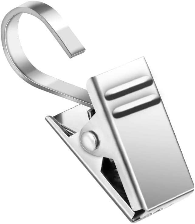Versatile 25 Pack Silver Curtain Clips with Hooks – Rust-Resistant Durability