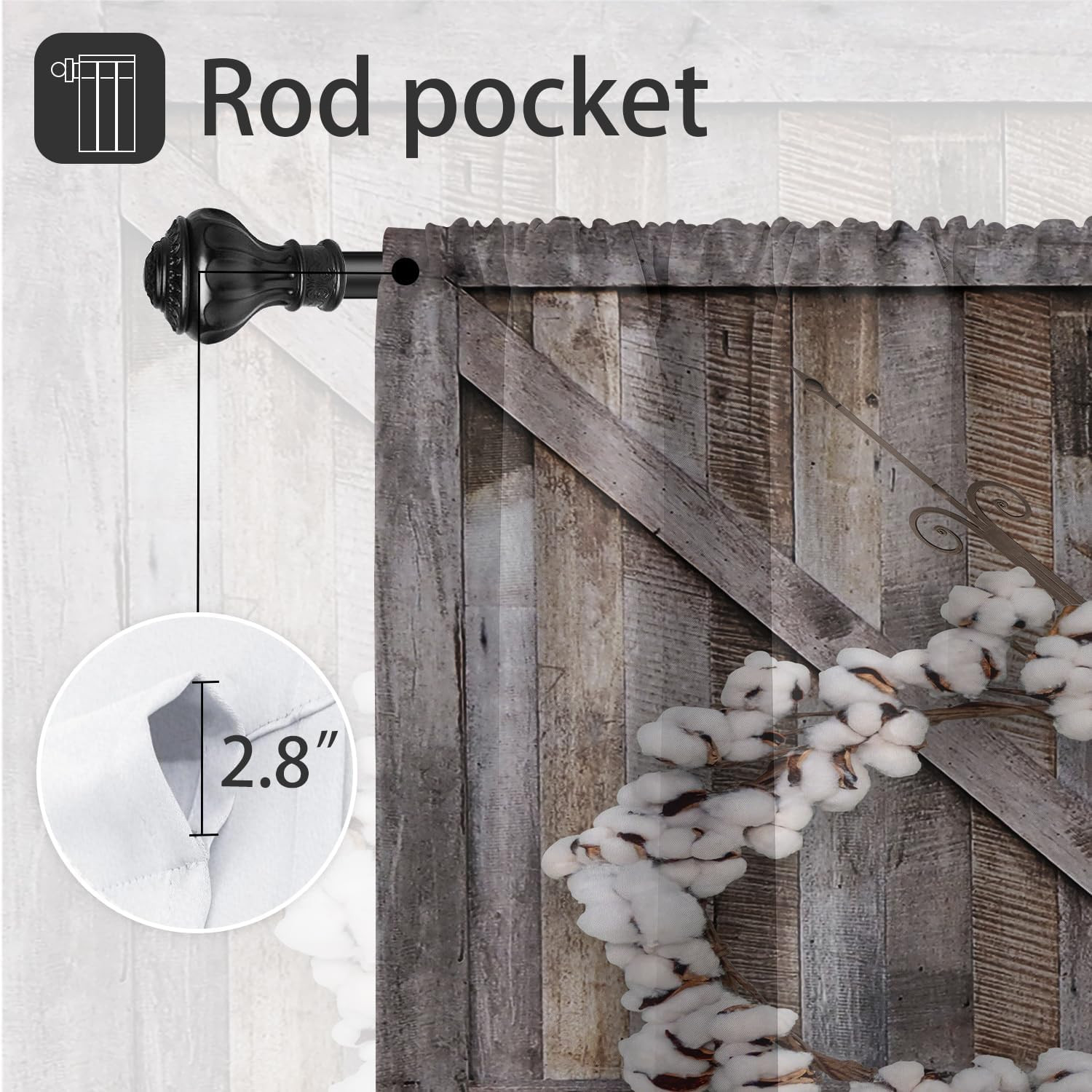 Farmhouse Kitchen Window Curtains 27.5 X 39 Inch Small Short Mini Cafe Rod Pocke