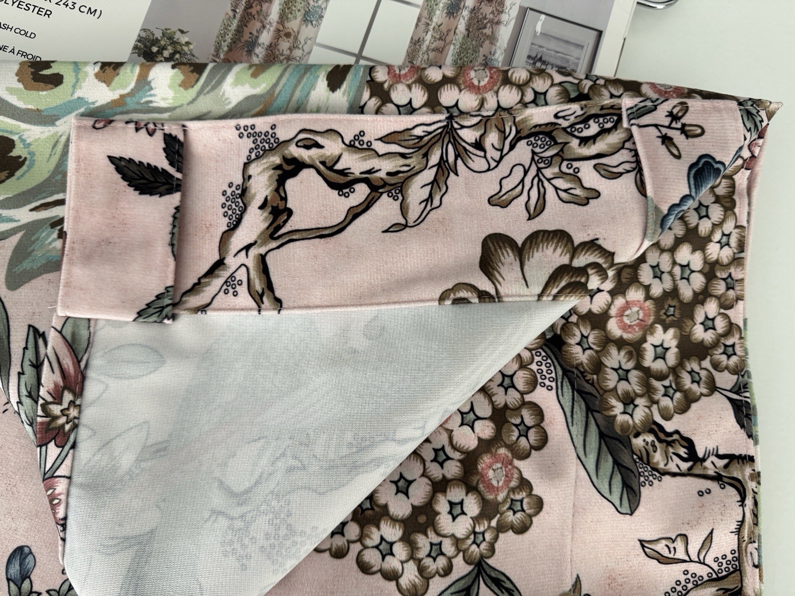 CALLISTO Window Curtains 2 Panels 38” X 84″ Peacock Birds Drapers Back Top Blush