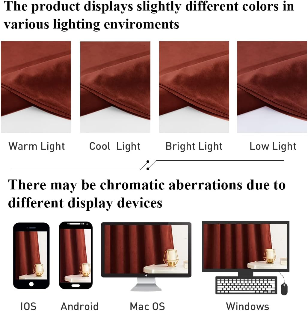 StangH Rust Velvet Curtains for Bedroom, Luxury Room Darkening Window Drapes The