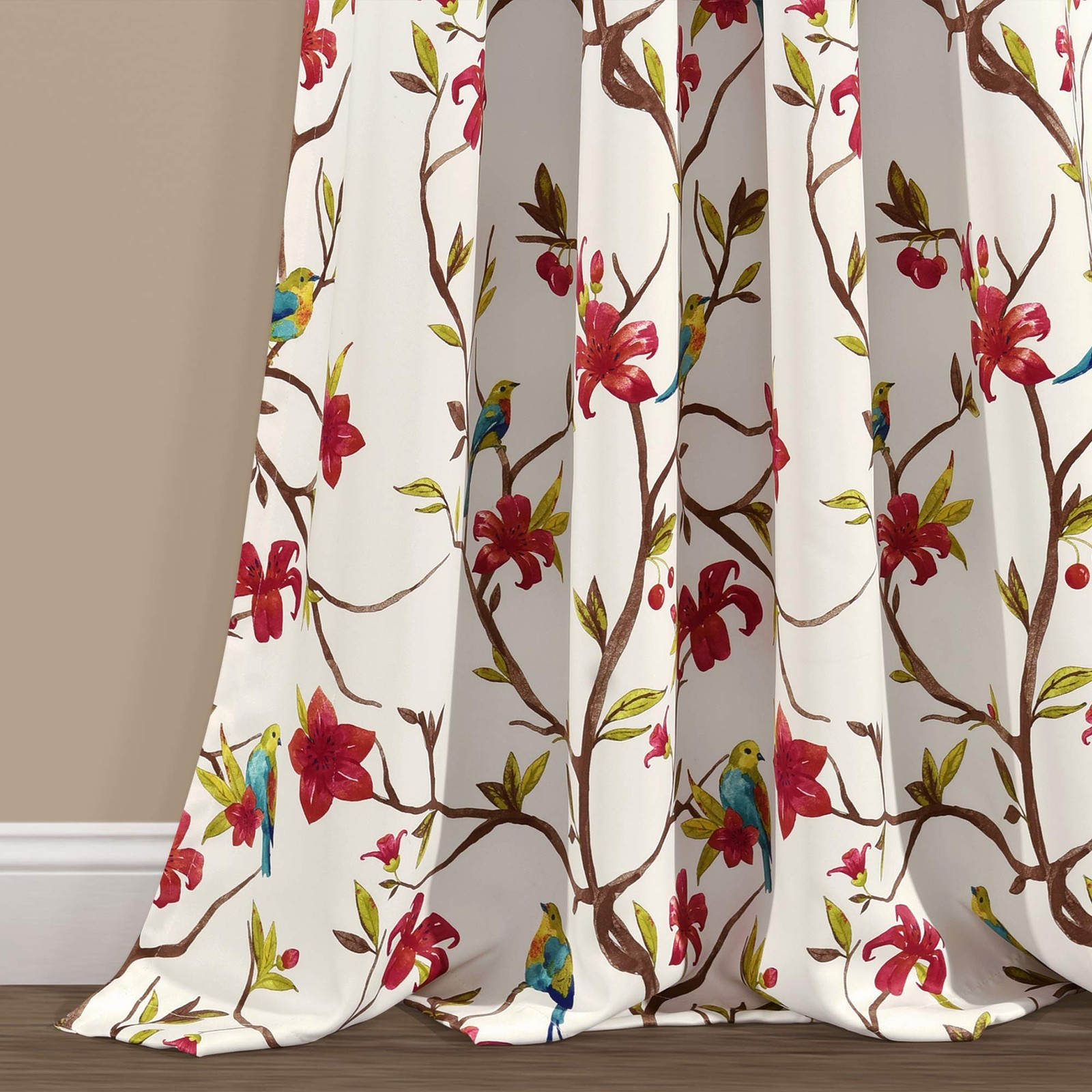Neela Birds Light Filtering Window Curtain Panel Pair 84 L X 52 W Ivory B