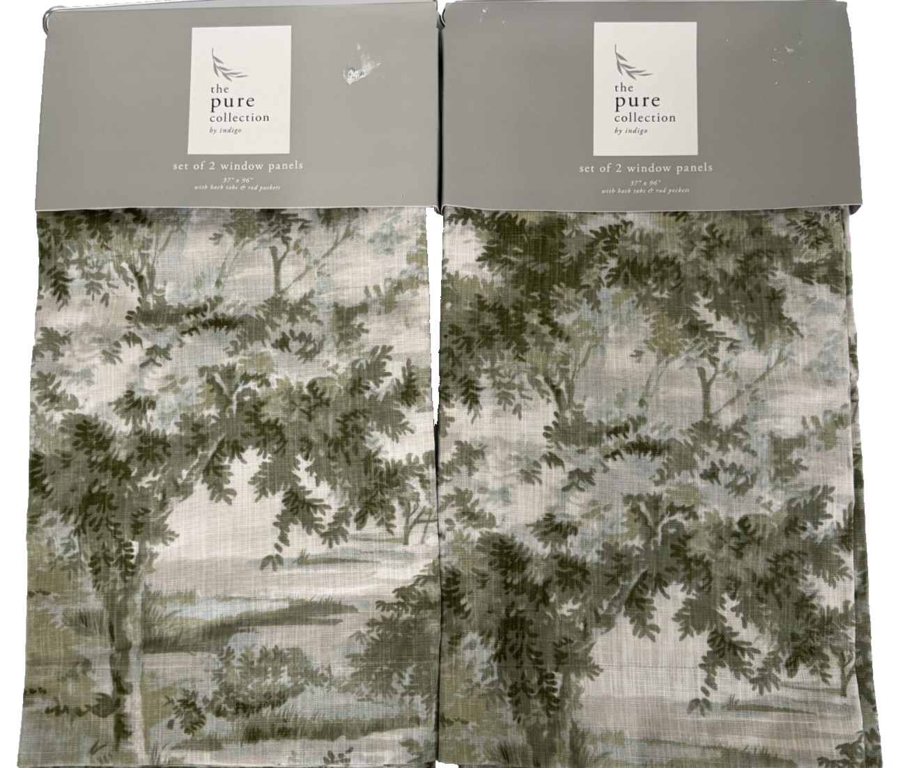New The Pure Collection Jardin Toile Tree Tapestry Drapes 37′ x 96″ Set of 4