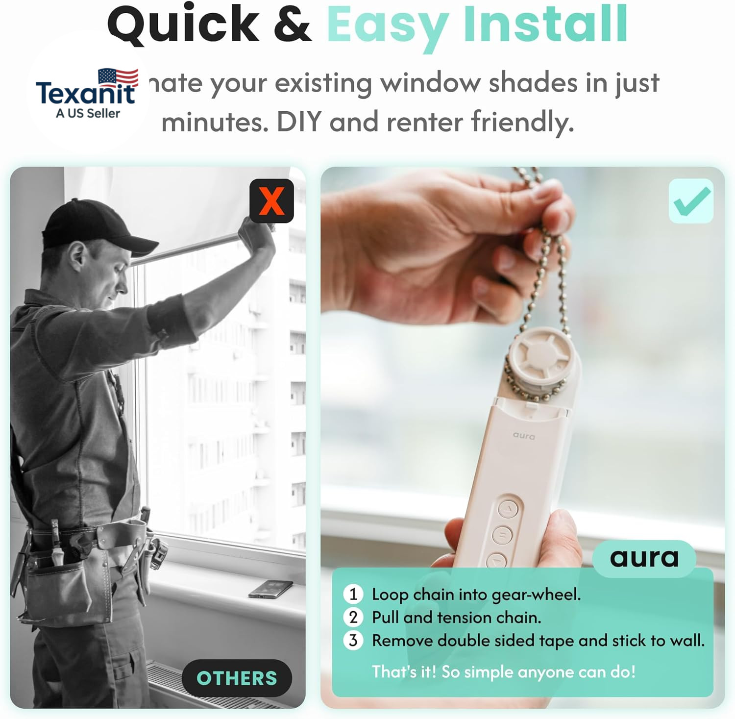 Aura Roller Smart Shade Driver, Remote Control & Wifi Dongle | Automate Existing