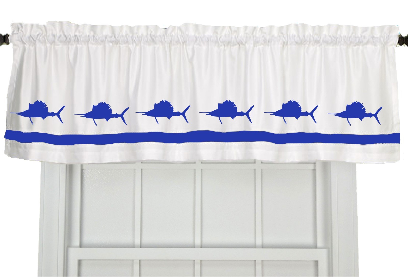 Swordfish Window Valance Curtain in Your Choice of Colors