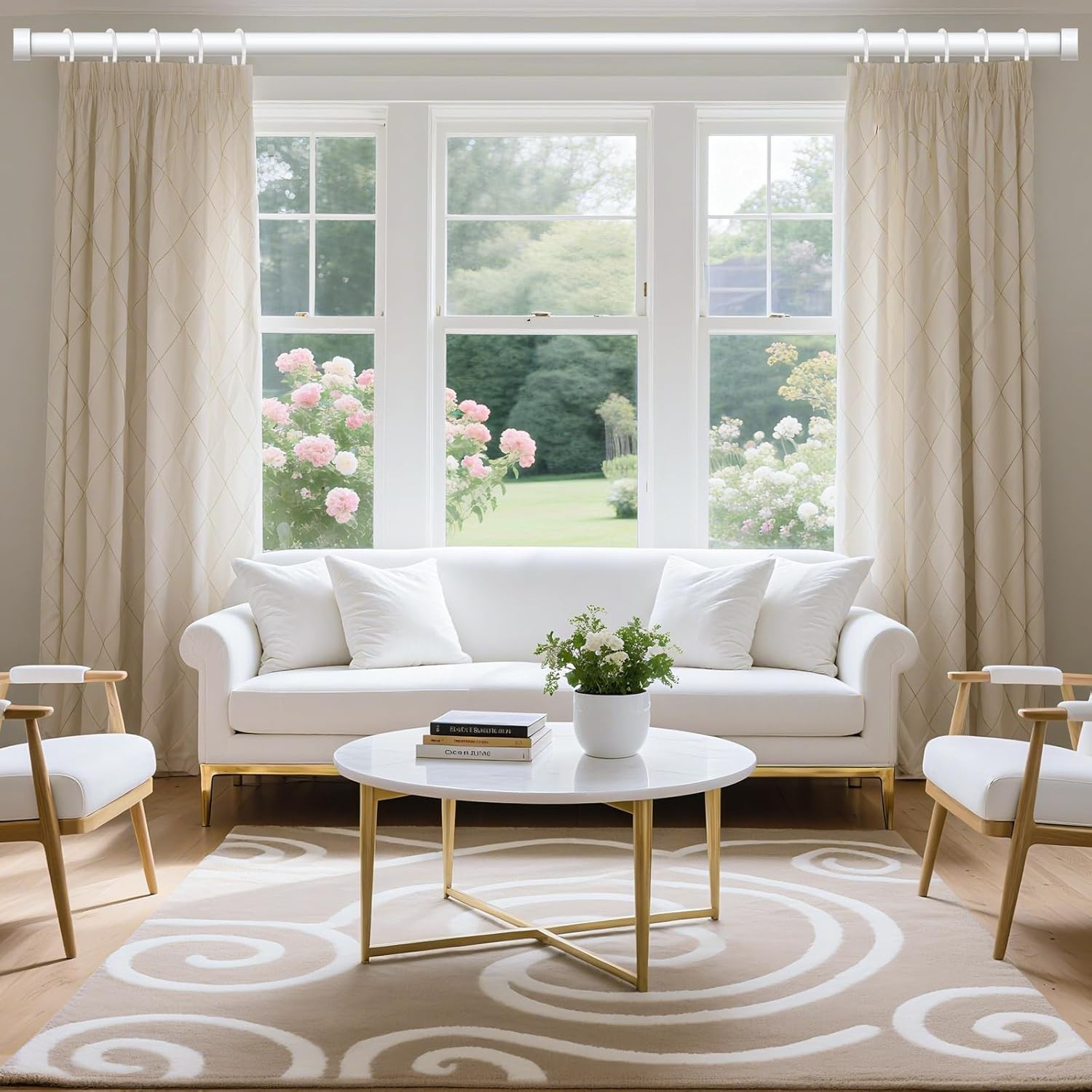 White Curtain Rods for Windows 48 to 84 Inch4-7 Feet,1″ Diameter Drapery Rods…