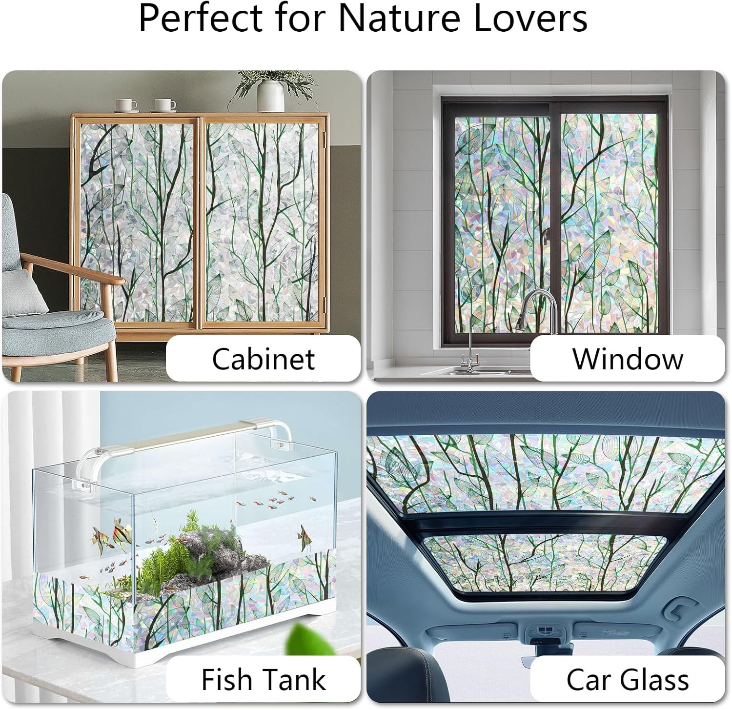 LEMON CLOUD Privacy Window Film 3D Stained Glass Window with Installation Tools,