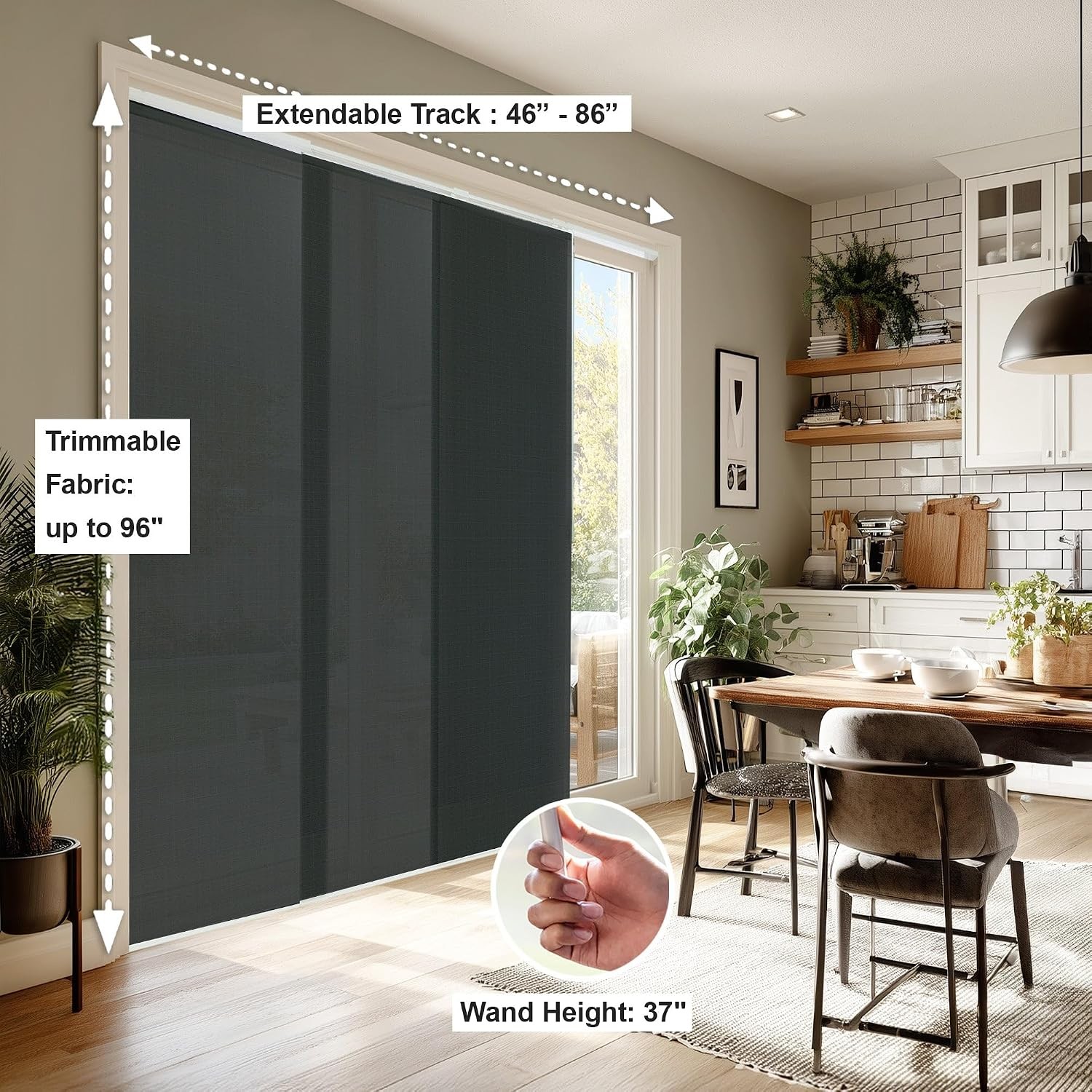 Panel Track Blinds Sliding Glass Door Adjustable Track Patio Entry Large Windows