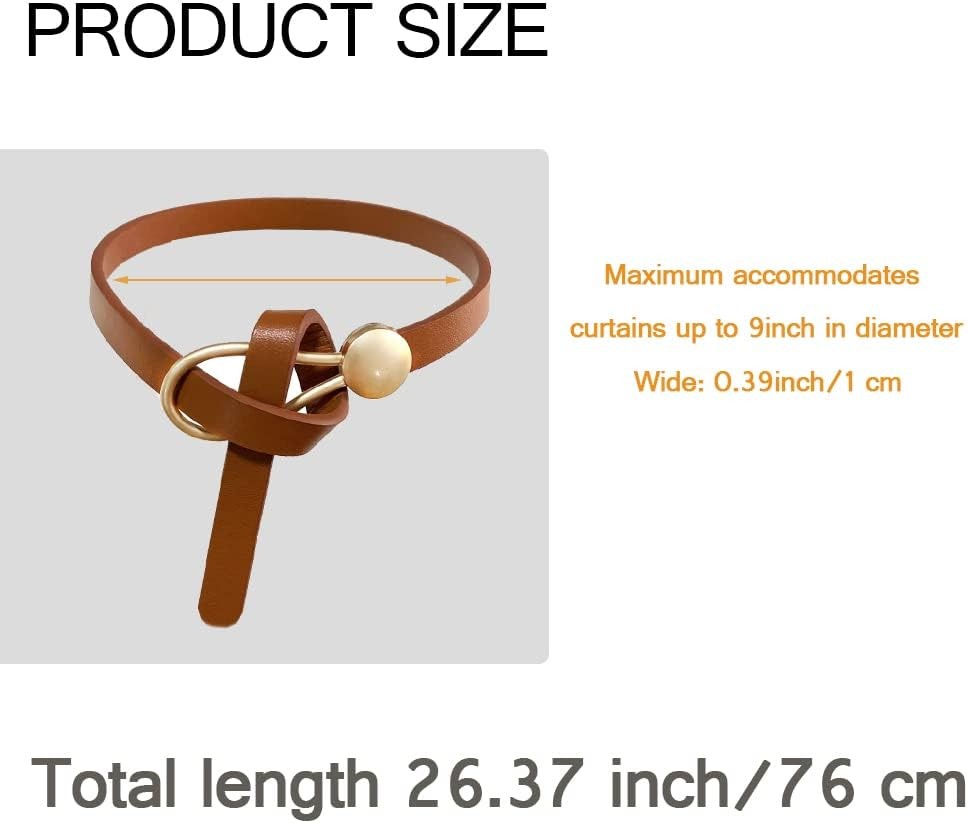 Leather Curtain Tie Backs, 4 Piece Minimalist Drapery Tiebacks, Brown