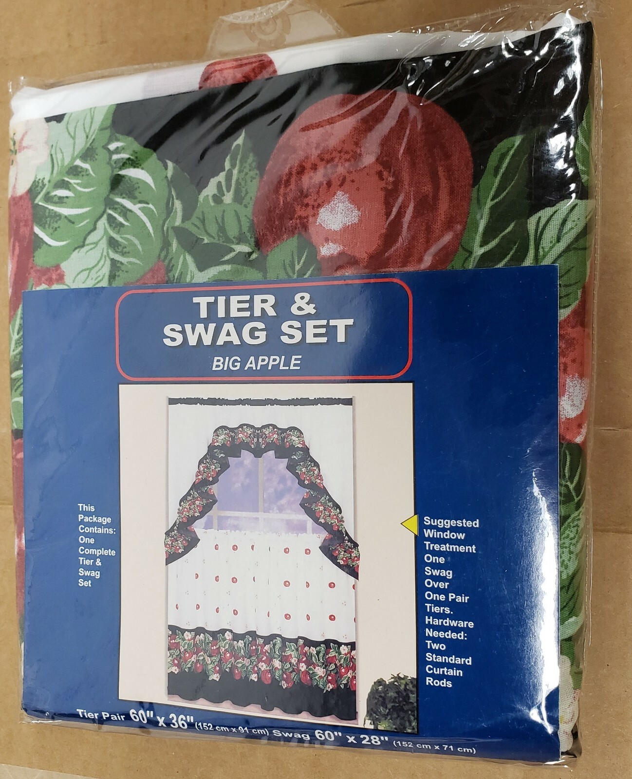 Kitchen Curtains Set: 2 Tiers (60″x36″) & Swag (60″x28″) PEACH & BERRY,UBI