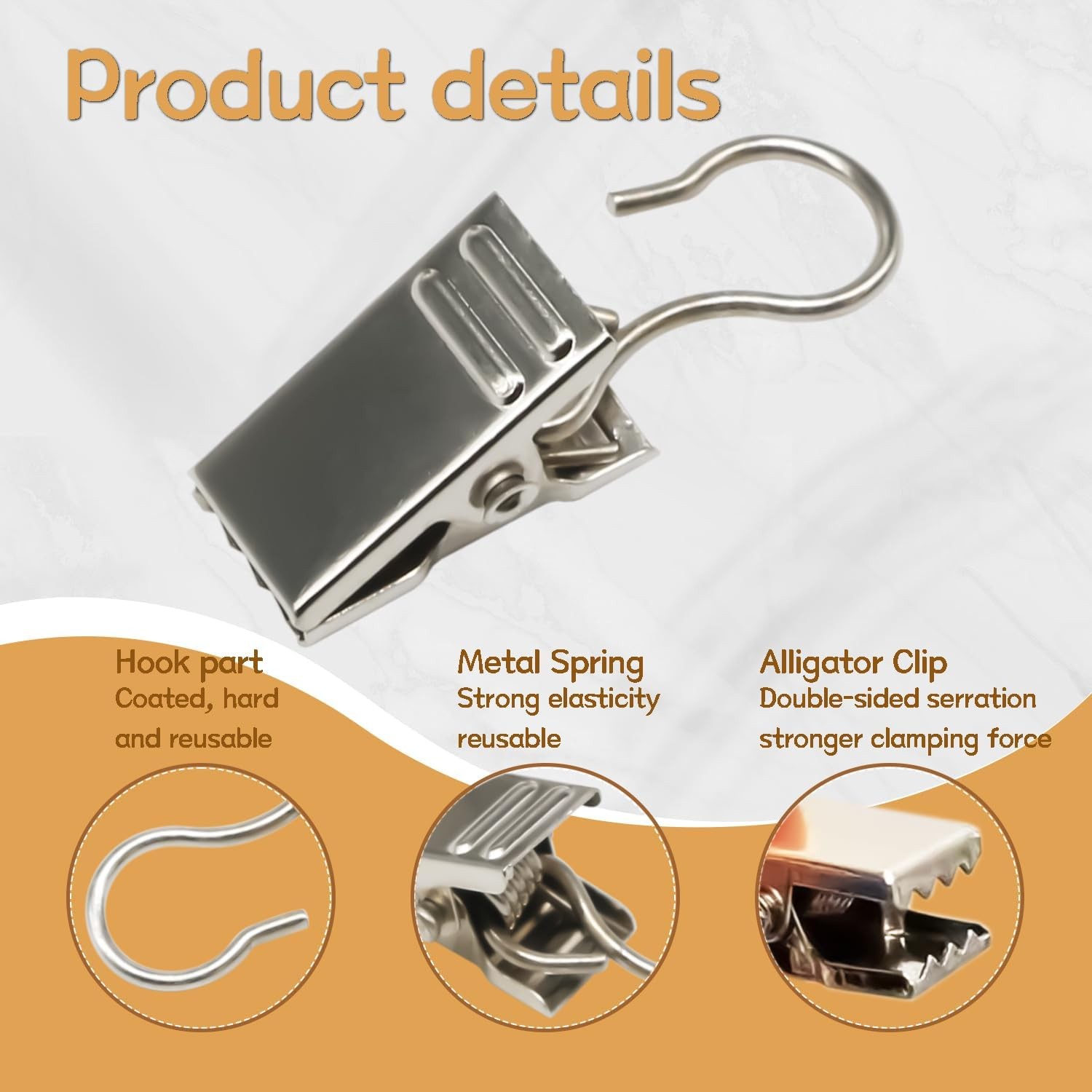 100 Pack Silver Stainless Steel Small Curtain Clips, Curtain Hooks Clips for Han