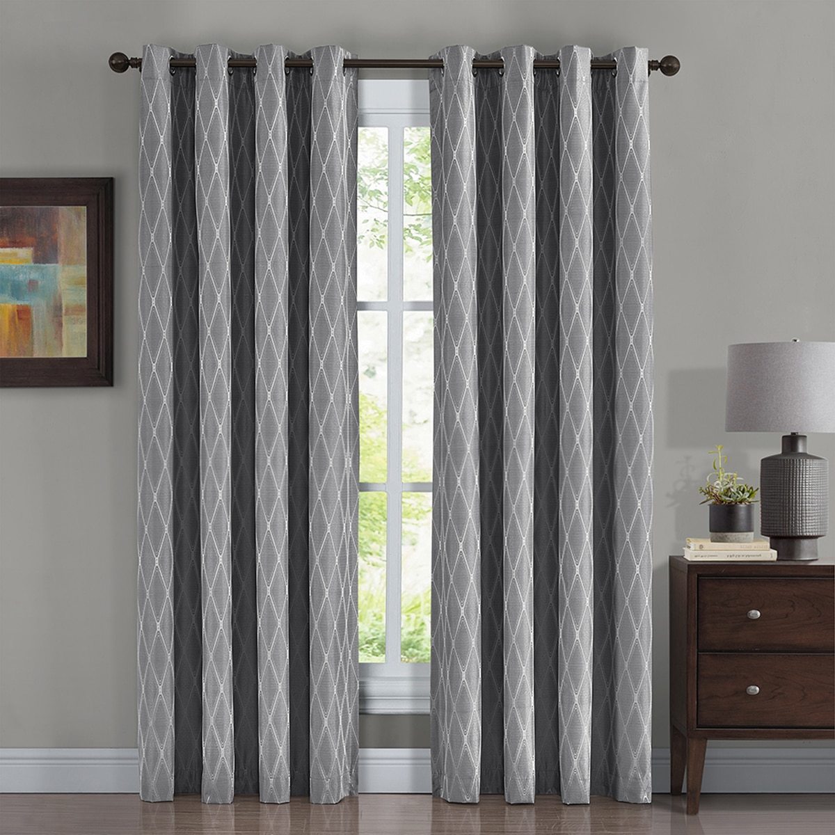 (Set Of 2) Victoria 100% Blackout Window Curtains Jacquard Heat & Light Blocking