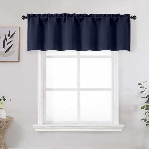 Valances for Windows 1 Piece, Soft Solid 60″W x 14″L (Pack of 1) Navy Blue