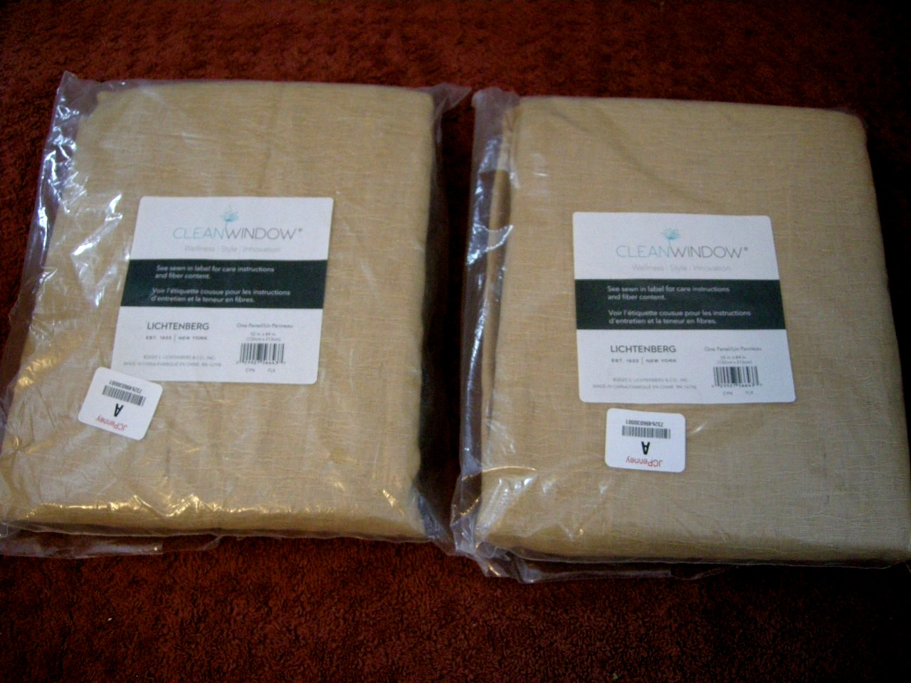 (1 Pair) Lichtenberg Clean Window 52″ x 84″ Curtain Panels FLAX YELLOW *NEW