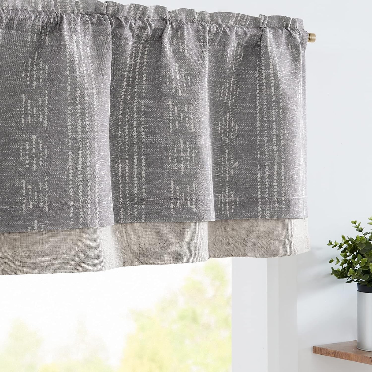 Geometric Striped Boho Valance Curtains Blackout Double Layer Valance for Win…