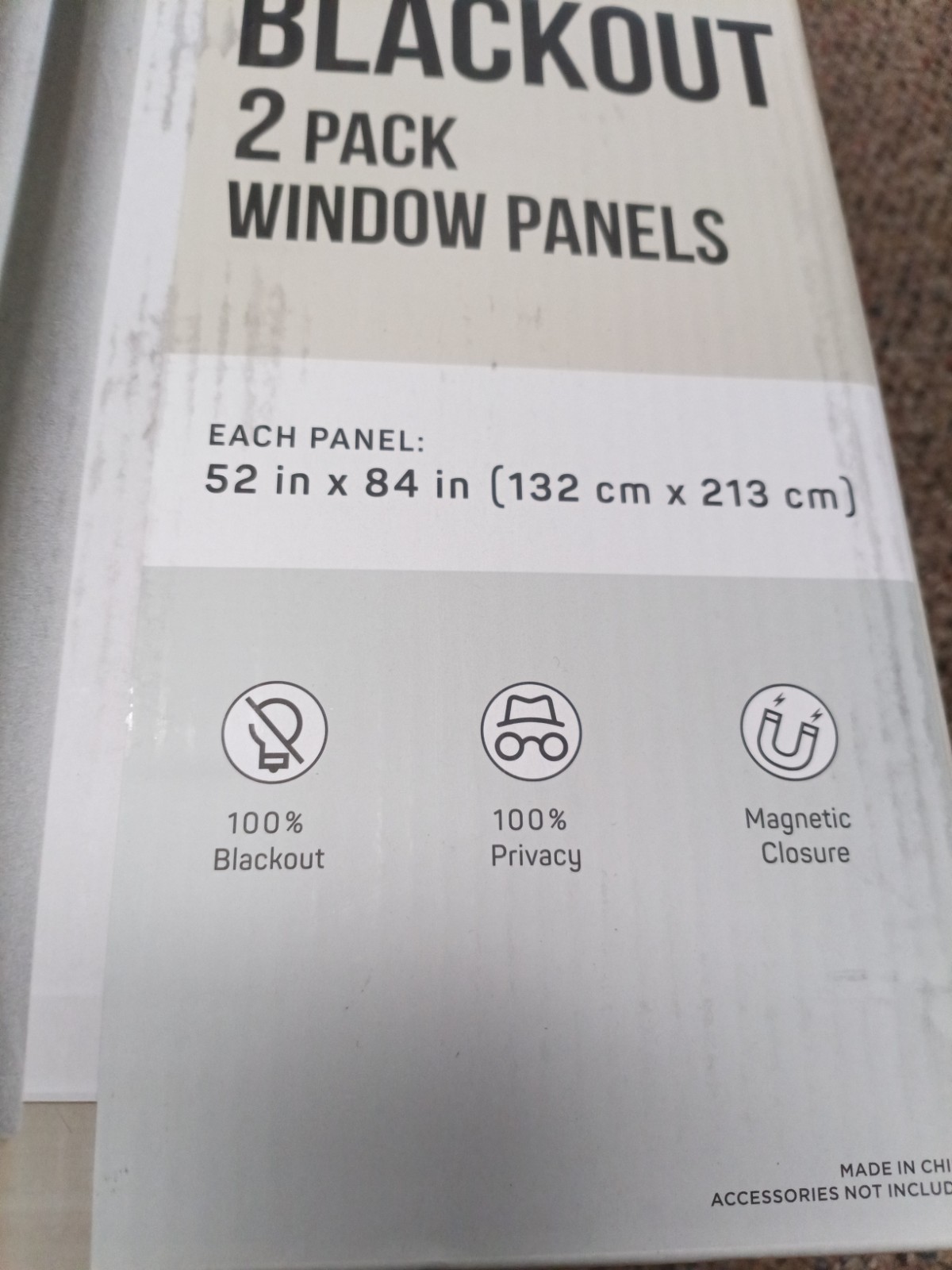 100% Blackout Magnetic Privacy Curtain Panels 2 Pack Gray 52 x 84 Grommet