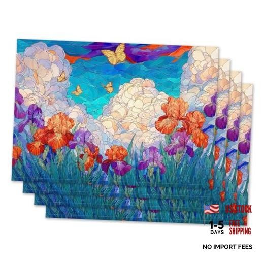 Spring Iris Placemat Set of 4 12″x18″, Placemats Set of 4 Spring Iris #Wp055