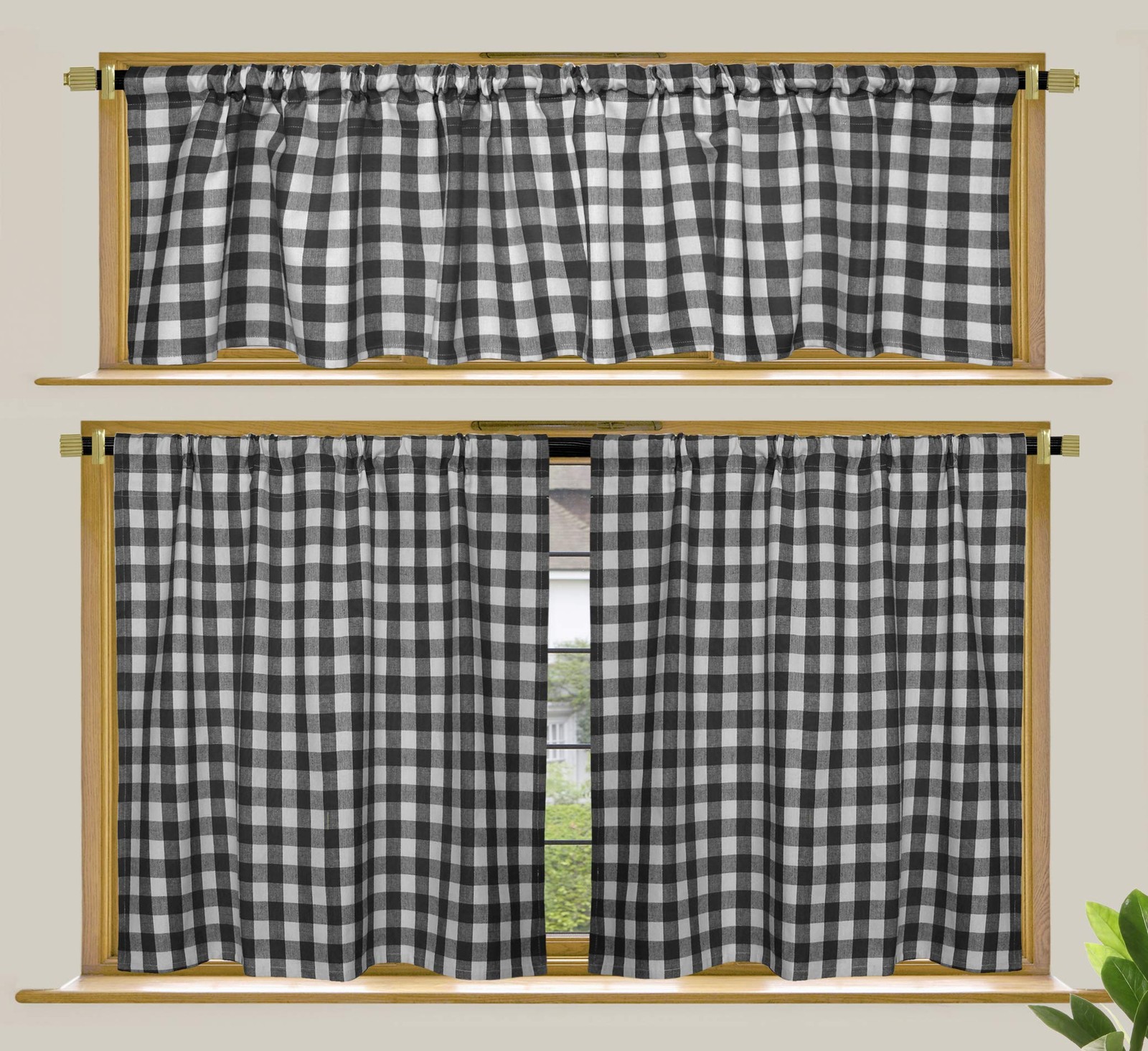 COTTON CRAFT Café Kitchen Window 36″W x 30″L (Pack of 3), Black & White
