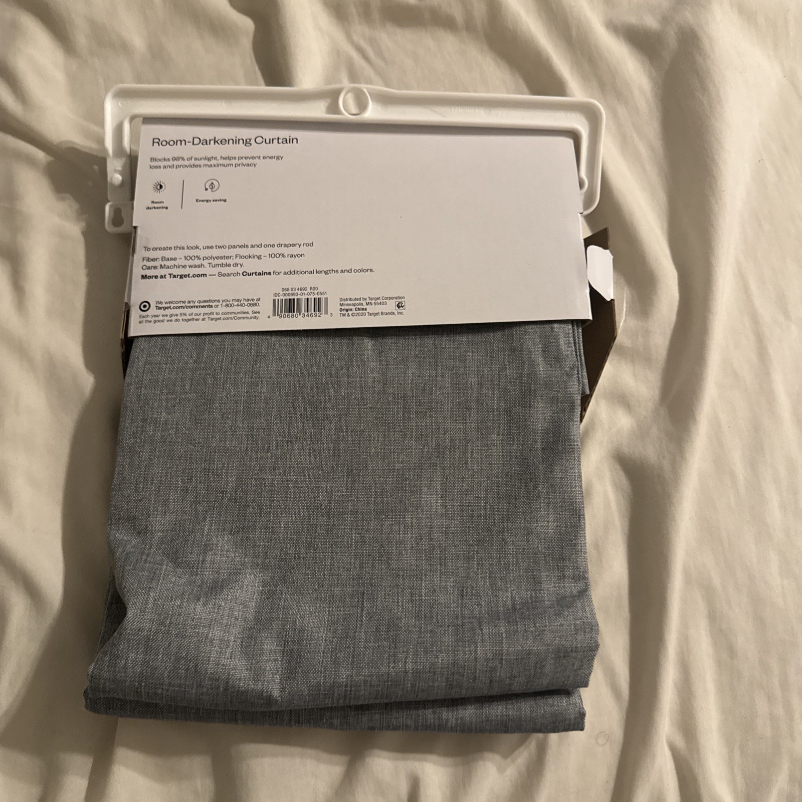 Room Darkening Curtain Panel Heathered Gray Single 42″ x 63″ Room Essentials NEW