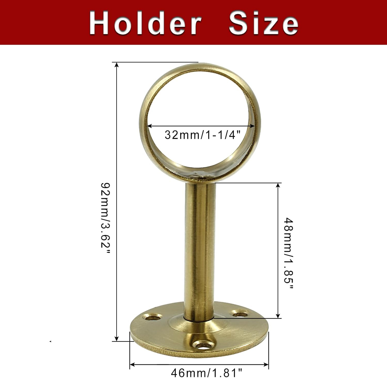 Biaungdo 1-1/4 Inch Ceiling-Mount Curtain Rod Brackets – Stainless Steel, Gold,