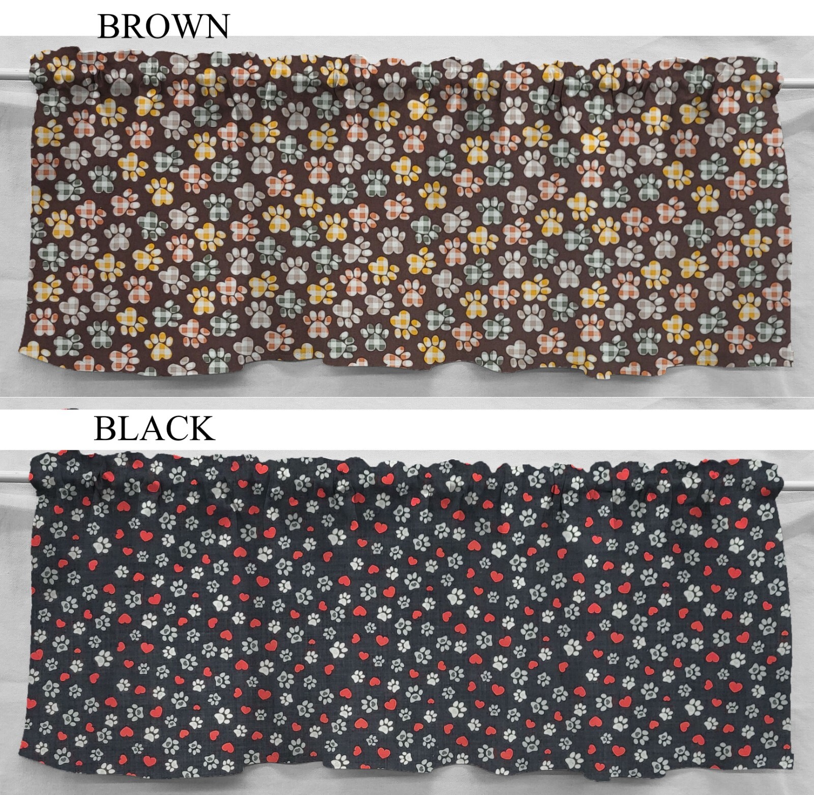 Puppy Love Dog Paws Valances, Curtains or Swags (2 Colors Available)