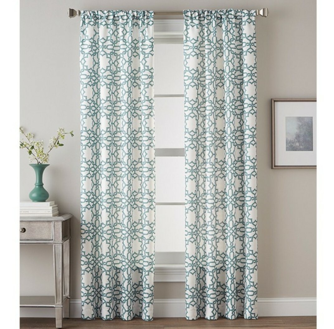 40″x63″ Seafoam Geometric Rod Pocket Curtain Panel, Lotus Harmony CHF Industries