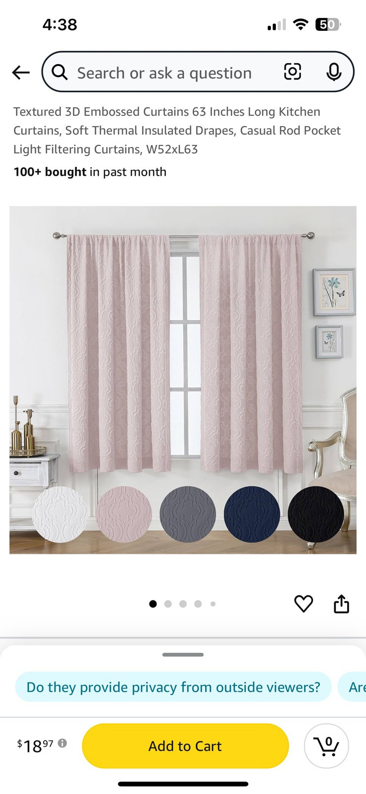 Blush pink light filtering curtains 54in total of 4 panels NEW IN PACKAGE