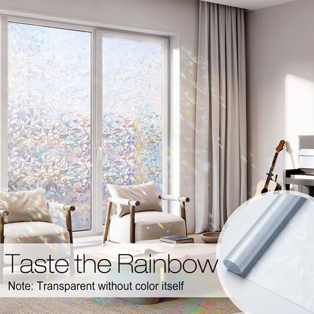 rabbitgoo Frosted Window Film Privacy Static Cling Stained Glass Film Decoration