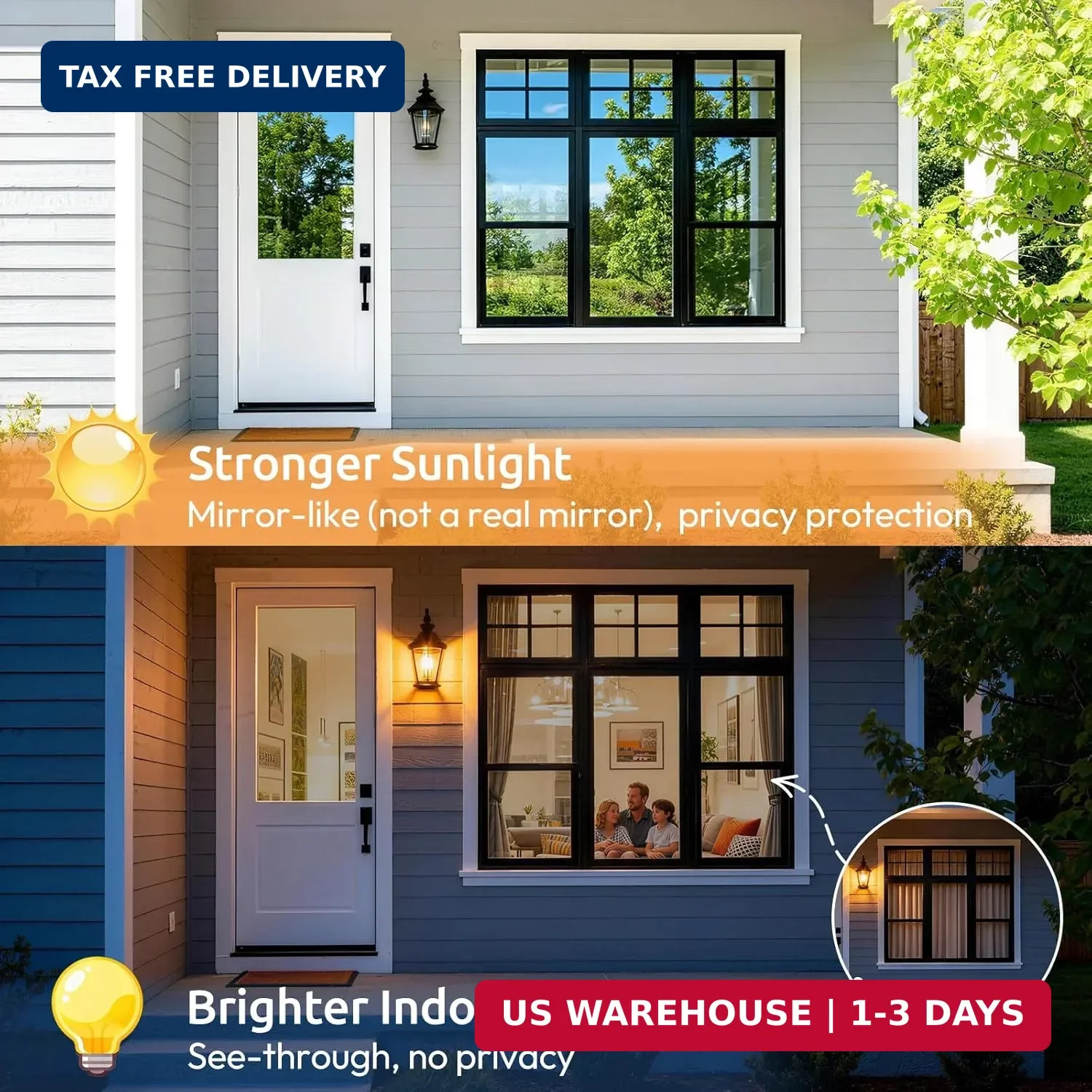 rabbitgoo One Way Privacy Window Film Window Tint for Home with Tools, UV Blocki