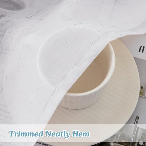 Crushed Sheer Valances for Window 14 Inch Length 42″W x 14″L (Pack of 2) White