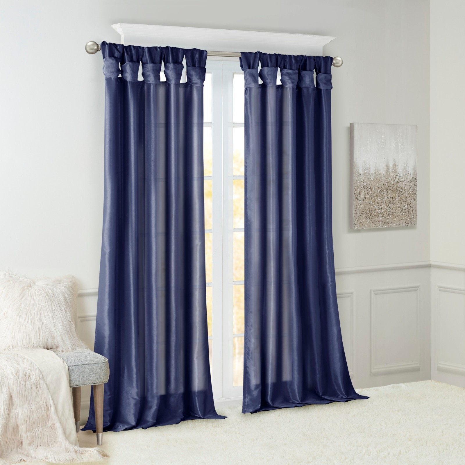 Madison Park Emilia Twist Tab Lined Window Curtain Panel 50×108 50×84 50×95