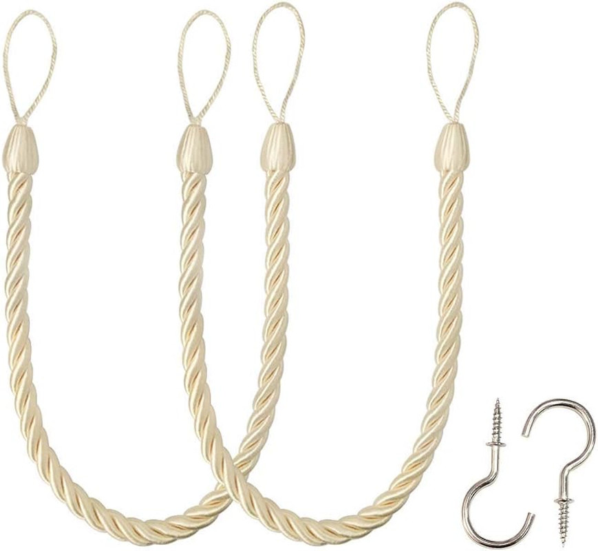 Curtain Ropes Tiebacks Tie-Backs, Curtain Handmade Holdbacks with 2 Metal Screw
