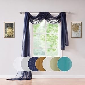 Extra Long 56″ (W) x 288″ (L) (24 Feet) White Sheer Window Scarf. Voile Window