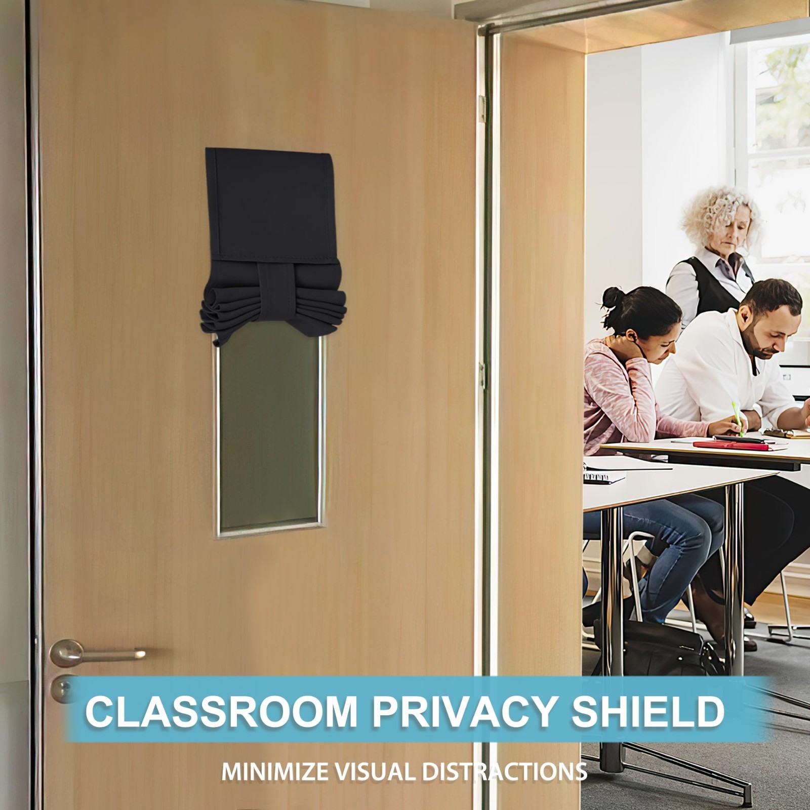 Blackout Window Cover for Classroom, Room Darkening Shades, No Drill Stick-On Bl