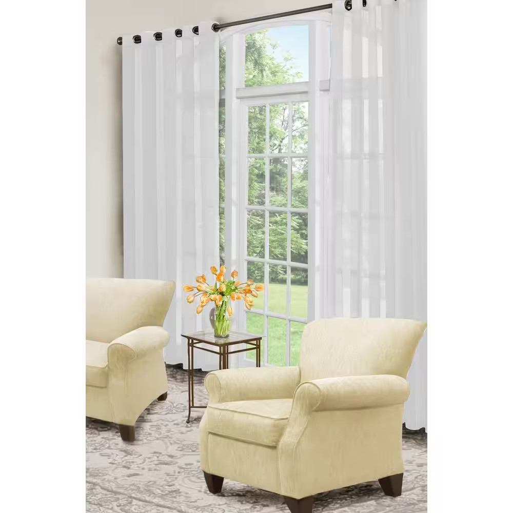Curtainfresh White Solid Polyester 59 In. W X 84 In. L Sheer Single Grommet Top