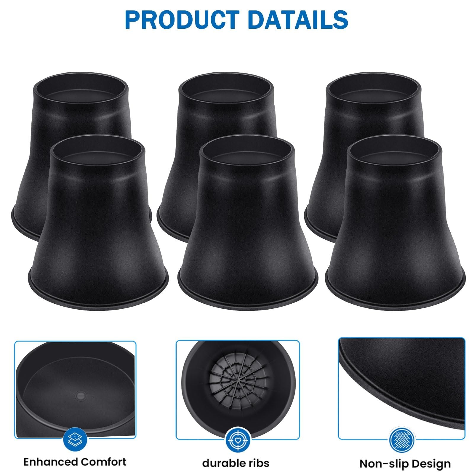 ANNKUT Bed Risers 6 Inch Heavy Duty, Round Furniture Risers for Bed Desk Tabl…