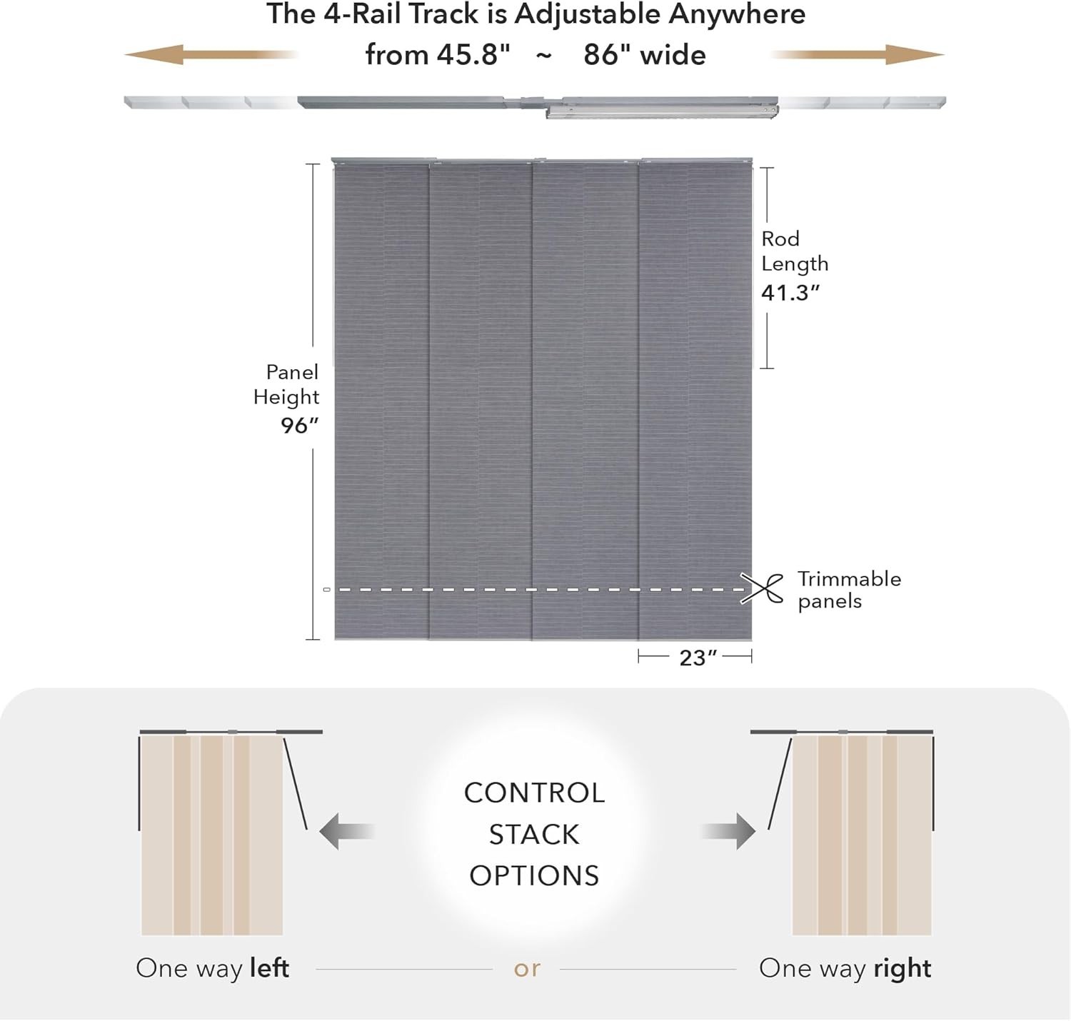 Adjustable Sliding Vertical Blinds for Sliding Glass Doors 45.8″- 86″ W x 96″…