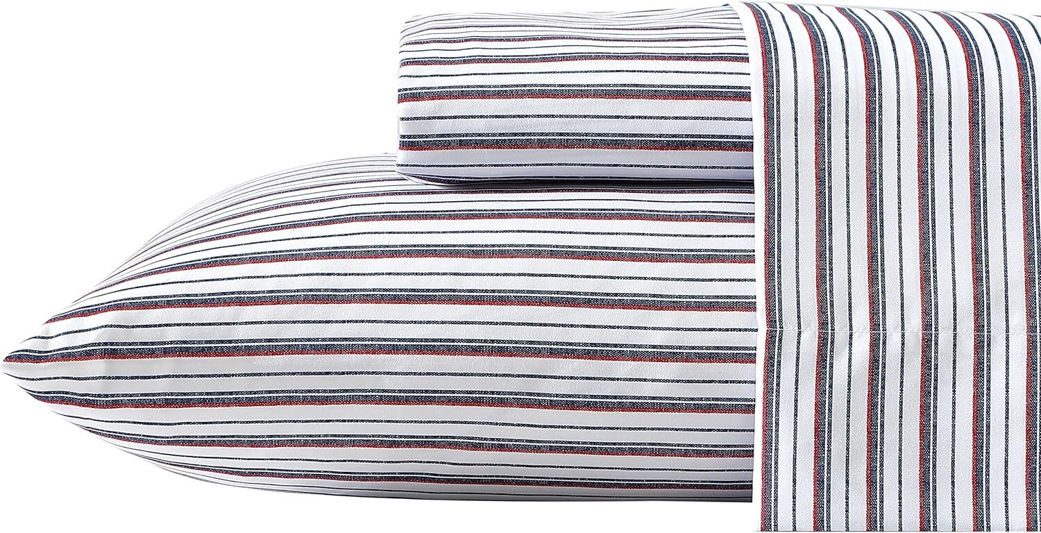 Nautica – Full Sheet Set, Deep Pocket Twin/Twin XL, Aevery Stripe Navy/Red