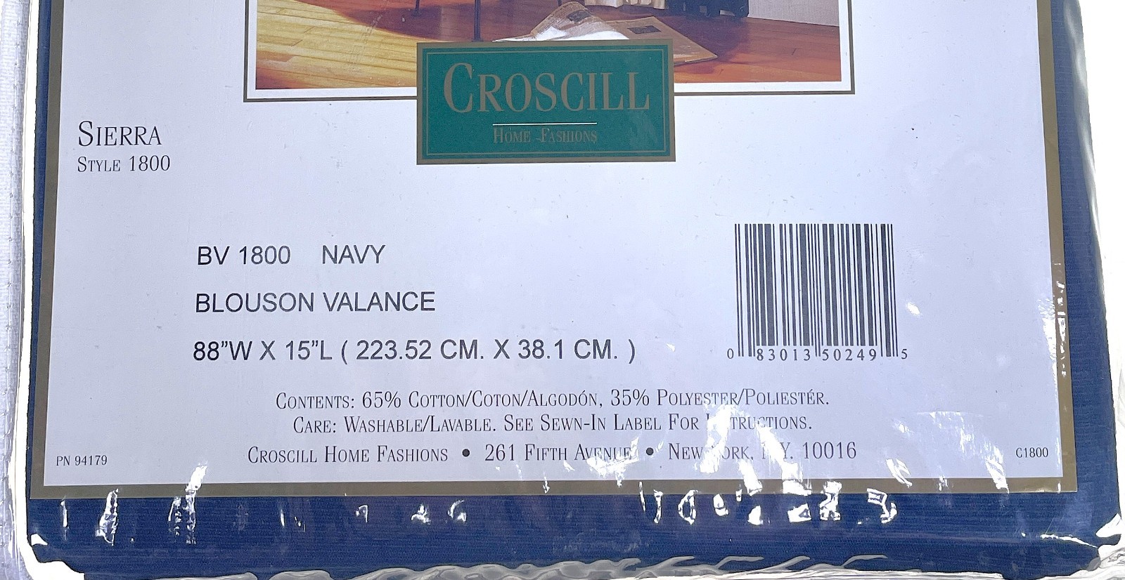 Croscill Valance Sierra Navy Blue 88”Wx 15”L Style 1800