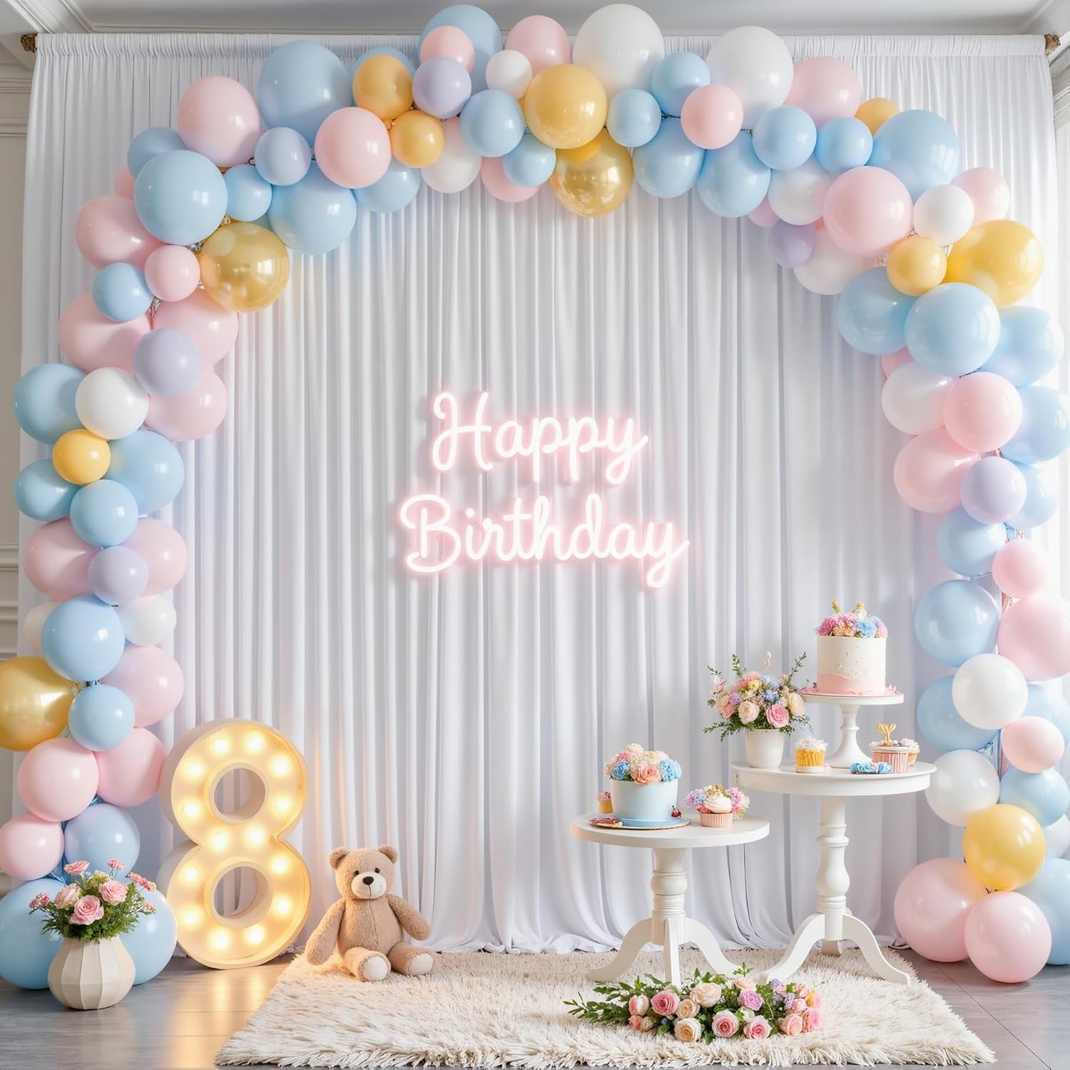 40x10ft White Backdrop Curtains for Parties Wedding Photo Wrinkle White Drapes