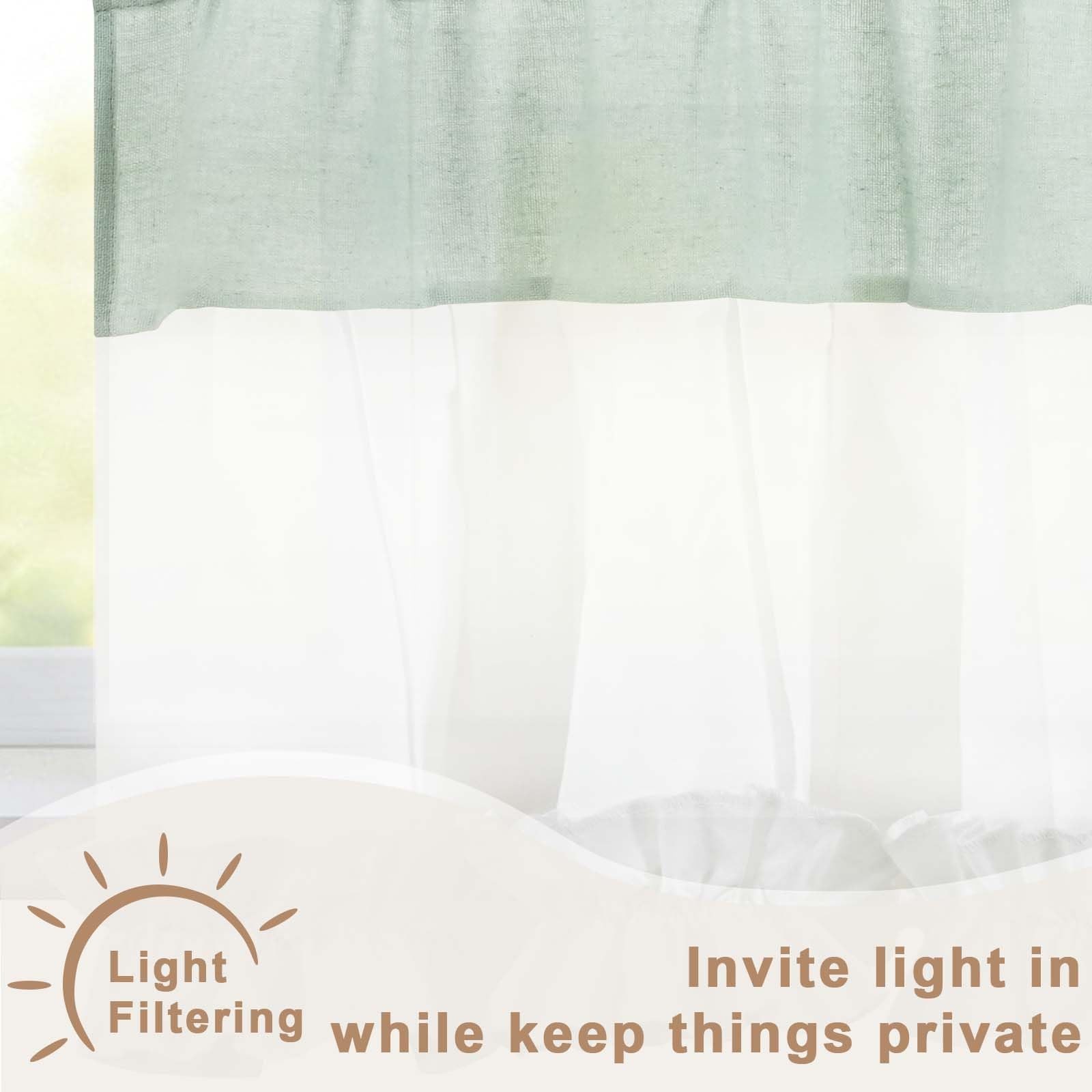 Linen Valances for Windows Farmhouse Ruffle Swag Valance Rustic Country Windo…