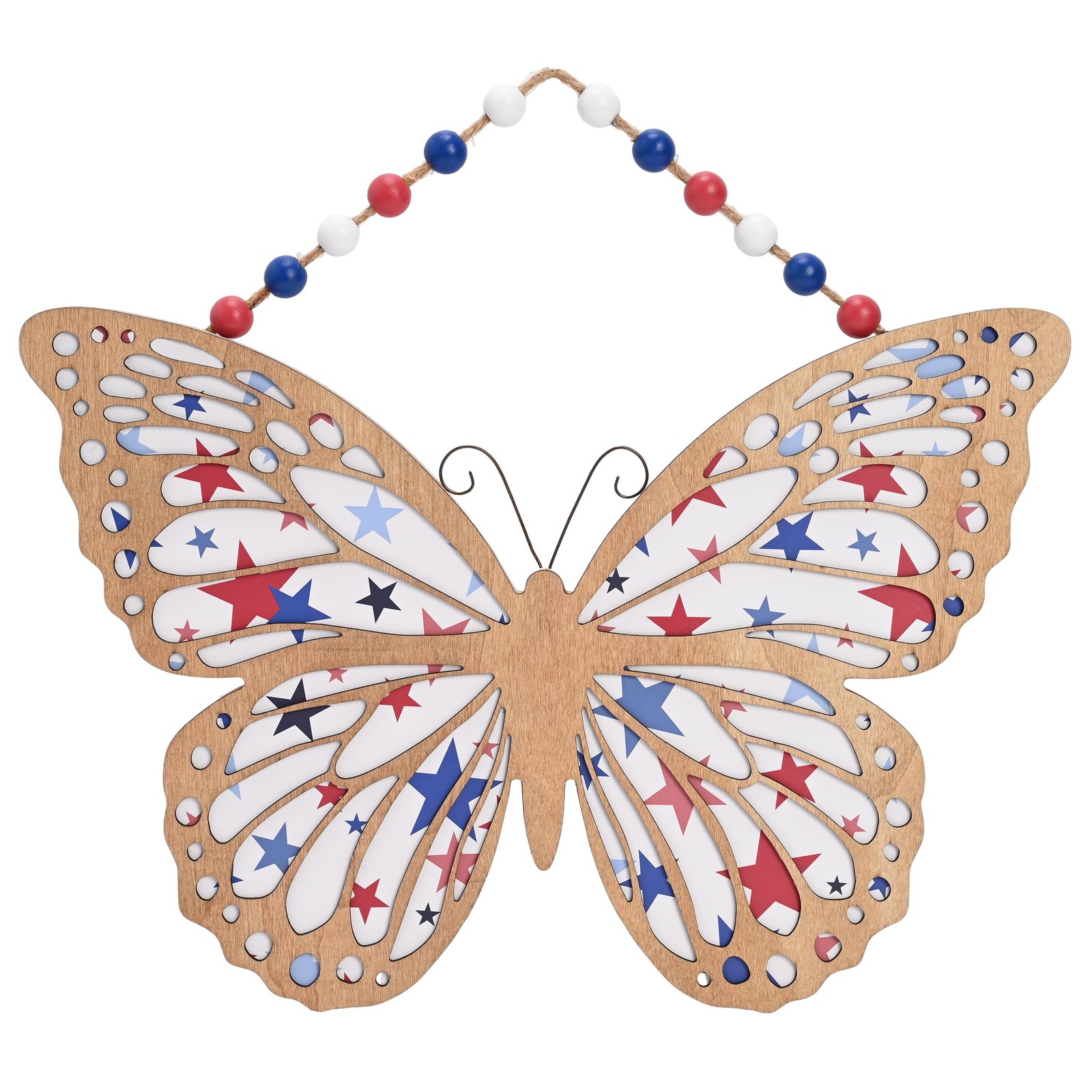 4th of July Wreath, Patriotic Wreath for Front Door, Red White and Blue Butterfl