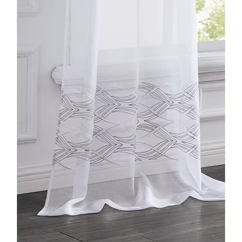 New Wave Embroidered Silver 76″ X 84″ Panel Pair