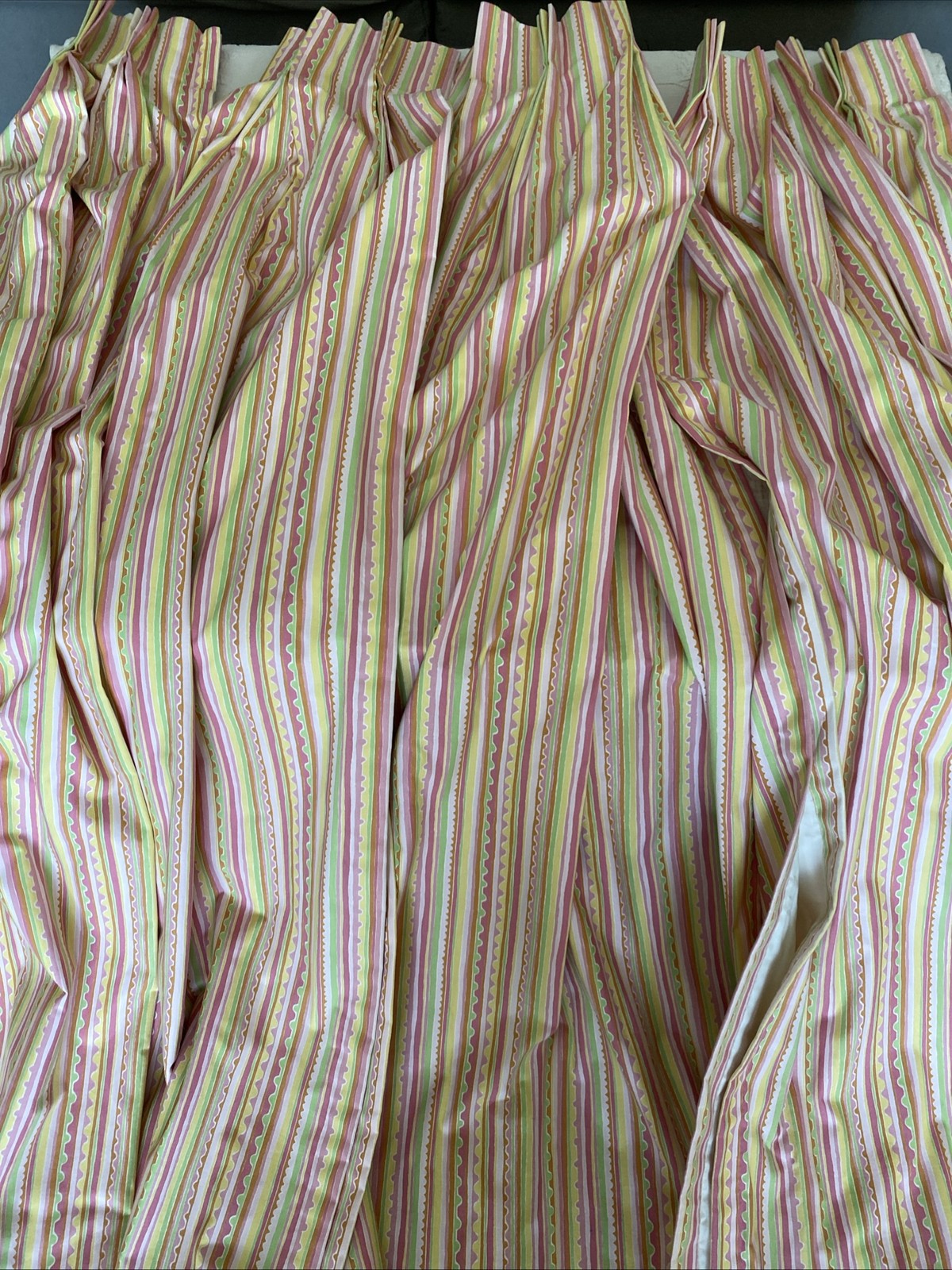 New Custom DRAPES 4 pc Pinch Pleated Lined Cotton Kids Nursery Pink Stripped 79”