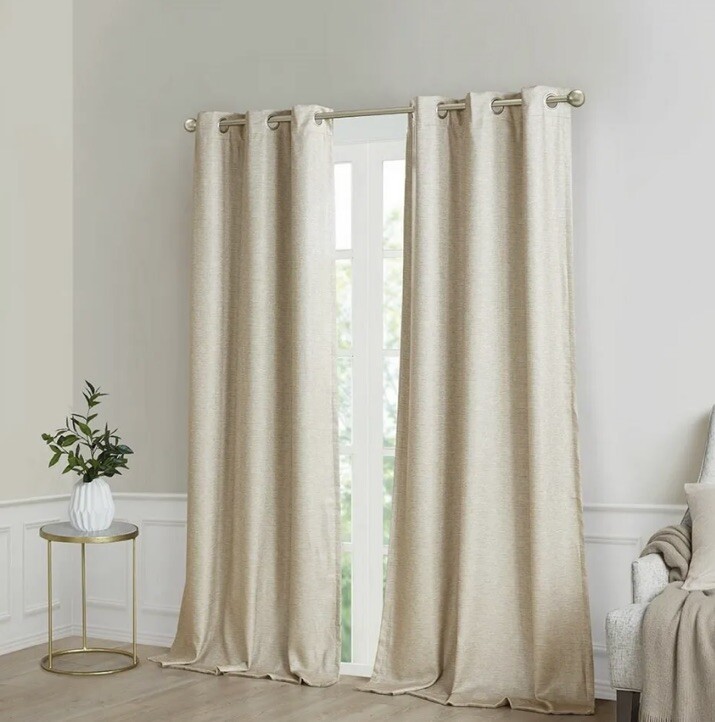 Sunsmart Faux Silk Window Panel Pair 2 Panels Taupe Grommet 95” Brand New