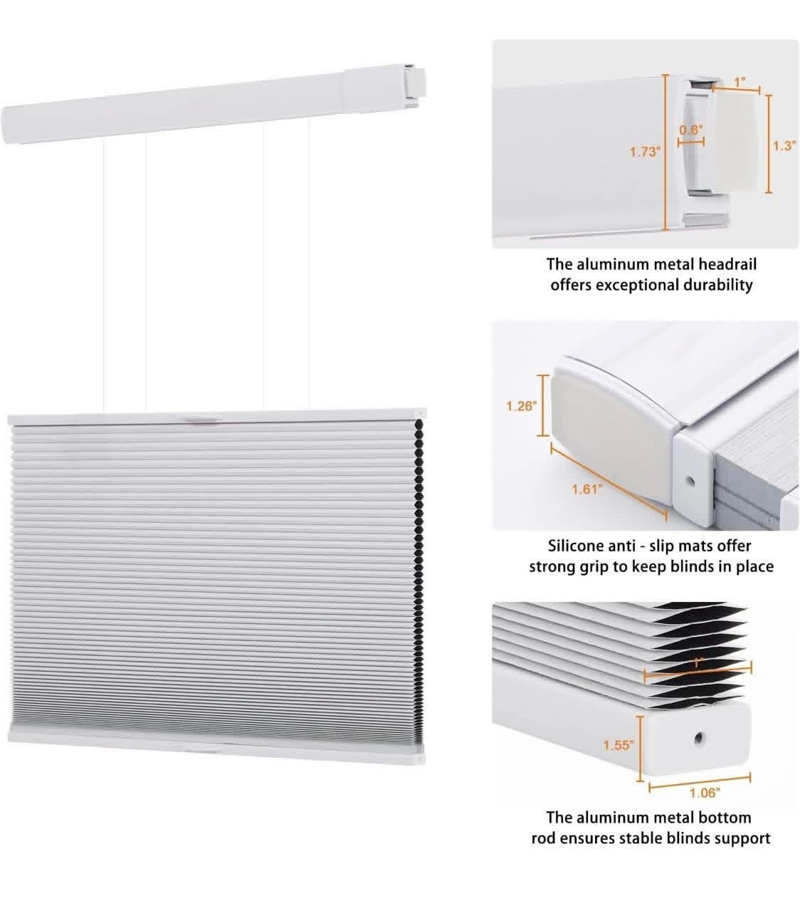 Persil No Tool/ Drill Blackout Cellular Shades Cordless Top Down Bottom Up 36×64