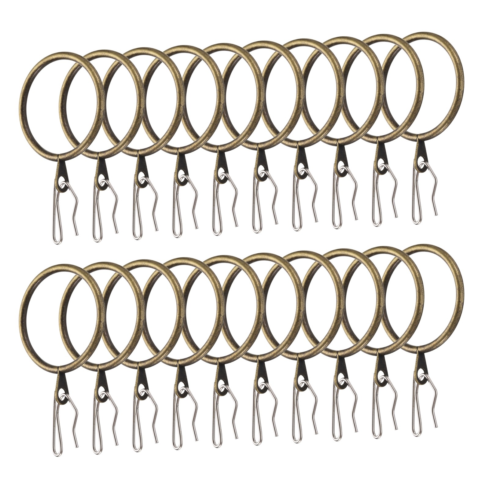 40pcs 1.5-Inch Metal Curtain Hook Rings Bronze with Pin-on Hooks