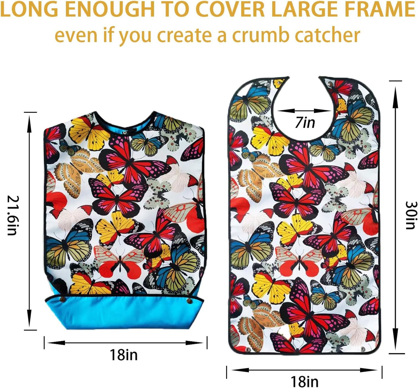 Adult Bibs 3 Pack Reusable Waterproof Dining Clothing Protector for Women with