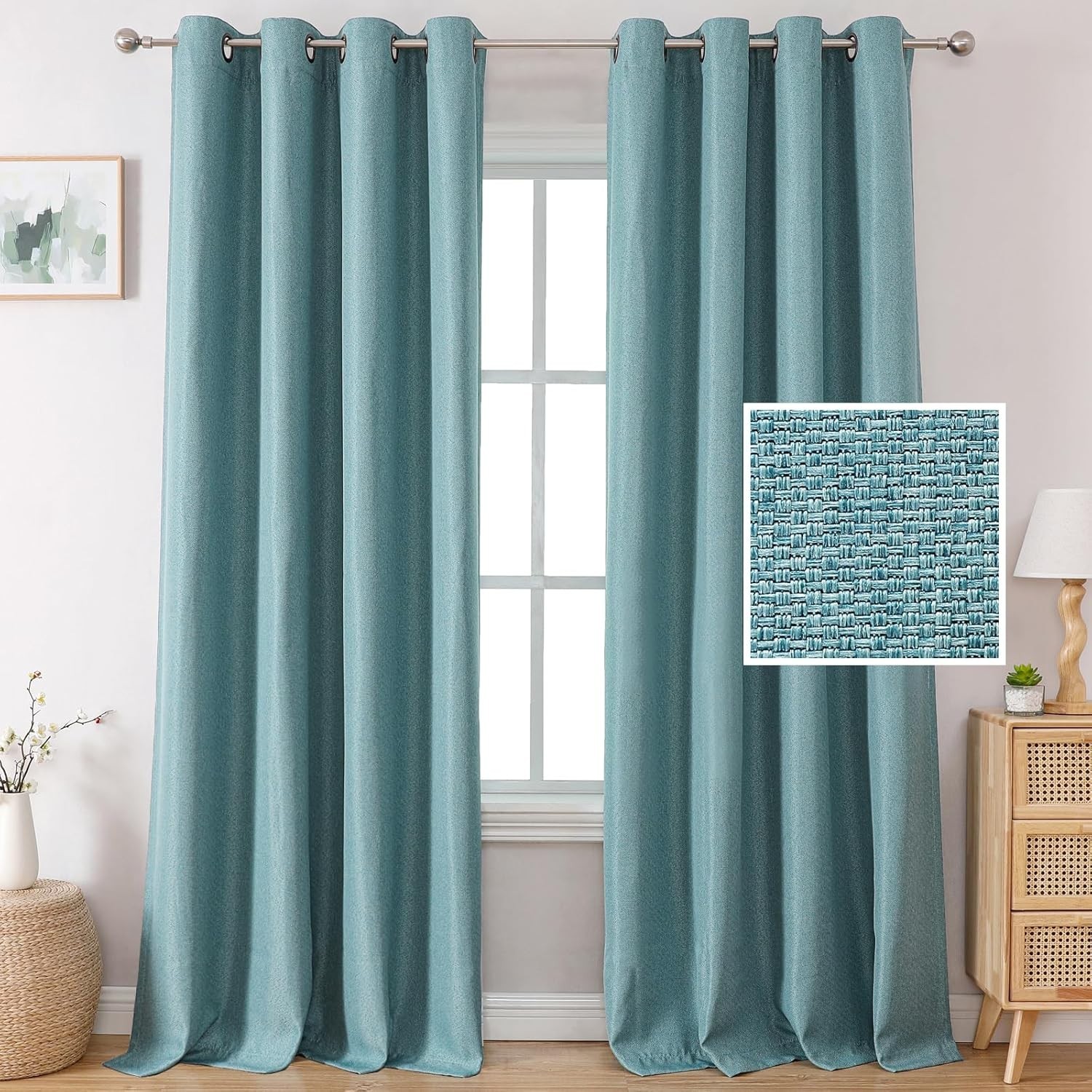 H.VERSAILTEX Blackout Curtains 1 Panels 108 Grommet Thermal Eggshell Blue Linen